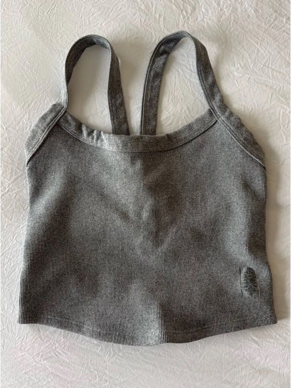 FP Movement Gray Ribbed Tank Top Sports Bra